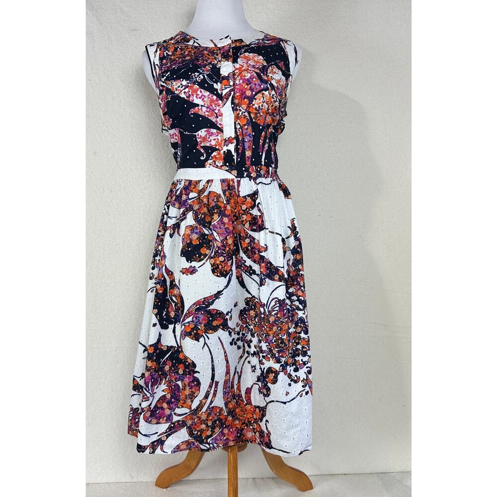 Adrianna Papell Sleeveless Multicolored Eyelet Dress SZ 14W